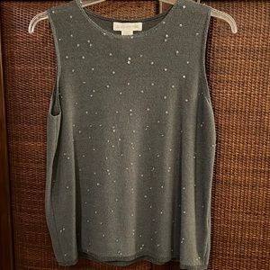 NWOT JONES NEW YORK SLEEVELESS TOP•FRONT BEAUTIFULLY SEQUINED & BEADED•SIZE XL